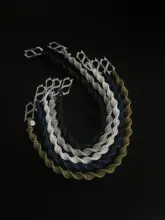 手作りのリブ編みウエストチェーン【金属キーホルダー・高級感あるファッションアクセサリー・ショルダーストラップ】