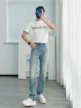 春夏用 薄色デニムパンツ【メンズ・スリムフィット・ストレッチ・カジュアル】