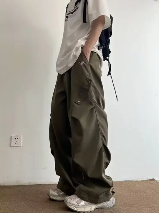 ヴィンテージ風機能性カーゴパンツ【夏用・ストレート・ワイドレッグ・褶皺感】（セットアップ対応）