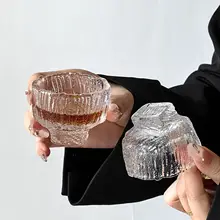 高脚マット仕上げの透明ガラスカップ【冷抽出用・氷紋デザイン】