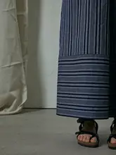 オールコットン製 ヴィンテージストライプ ワイドストレートパンツ【ウエストゴム・ゆったりシルエット】（セットアップ対応）