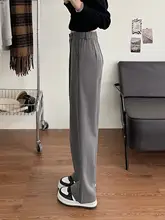 グレーの大きいサイズのパンツ【春秋用・ストレート・ワイドレッグ・高級感】