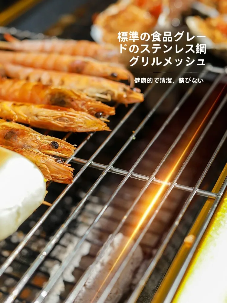 家庭用折りたたみ式ポータブル炭焼きグリル：屋外無煙バーベキューに最適な設置と使い方