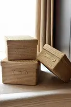 フタ付き 収納バスケット【デスク整理用・小物入れ・お菓子やおもちゃ収納】