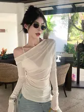 魅力的なデザイン！スリーブレス斜め肩長袖トップス【シンプルなフィット・洗練されたスタイル】