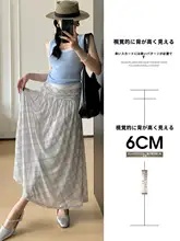 チェック柄ハイウエストフレアスカート【夏用・網状・Aライン・大きな裾】（セットアップ対応）