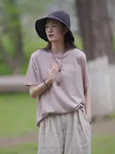 コットン素材のベーシック無地ショートスリーブTシャツ【女性用・薄手・万能デザイン】