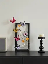 新中式デザインのフェイク 蝶と花のフレーム飾り【布製・デスクおよび壁面装飾】