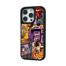 サイバーパンクデザインのクールな女の子用スマホケース【iPhone対応・黒フレーム・ガラス製・スムース仕上げ】