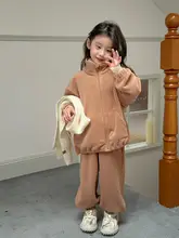 女の子用冬物加絨トレーナーとパンツ【2026秋冬新作】（セットアップ対応）