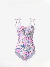 APOTCARE 女性らしい印象の体型カバー水着【プリント・背中開き・ビキニスタイル】