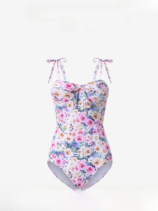 APOTCARE 女性らしい印象の体型カバー水着【プリント・背中開き・ビキニスタイル】