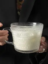 持ち手付きカフェカップ【高級感のあるデザイン・ガラス製・朝食用】