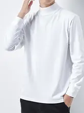 半高領コットン長袖Tシャツ【秋冬用・メンズ・シンプルデザイン】（セットアップ対応）