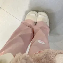 かわいい刺繍のフレアパンツ【粉色・極上の柔らかさ・春向け・カジュアルスタイル】