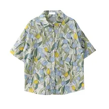 カジュアルな花柄ポロTシャツ【夏用・フィット・短袖】（セットアップ対応）