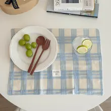 ヒンデザインのチェック柄ランチョンマット【おしゃれなインテリア・保温性・写真撮影用】