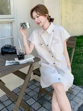 工業デザインのシャツドレス【夏用・小柄向け・上品な雰囲気】（セットアップ対応）