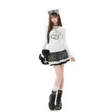 長袖Tシャツ レディース 水玉 キャラクター柄 クルーネック フィット感 サブカル Y2K キュート 春