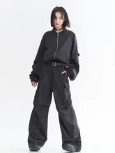 レディース工装パンツ【フェイクレザー風・春夏用・フィット】
