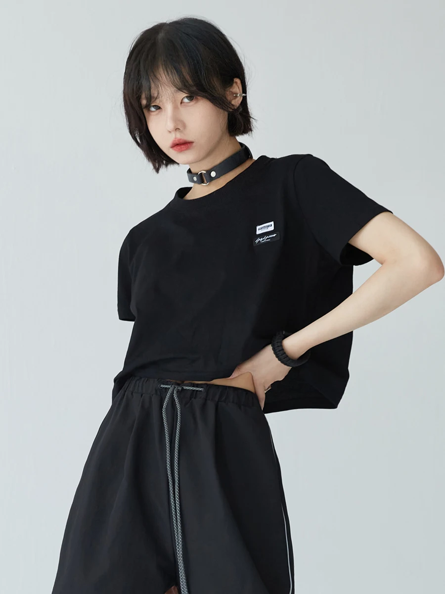 万有引力レディース半袖Tシャツ：純棉ショート丈の夏  季リラックススタイル