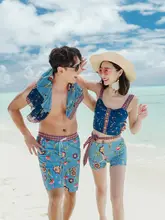 カップル用ビキニセット【セクシー・小胸・三点セット・男女兼用・ビーチパンツ付き】