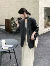 レトロストライプ ボウタイグレーサージジャケット【春秋用・小柄向け・トレンド】