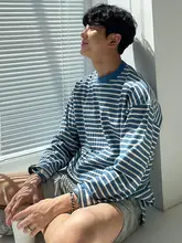 ストライプTシャツ【メンズ・フィット・長袖・コットン製】