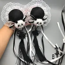 パンダデザインのリボン付きヘアクリップ【かわいいヘアアクセサリー・ロリータ風】