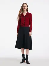 秋季重要なシーンで活躍するレッドドレス【レイヤードスタイル・二点セット】（セットアップ対応）