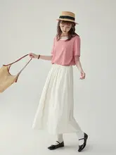 北島AMUU フレンチスタイル 高腰シンプルAラインスカート【夏用・ゆったり・ミディ丈】