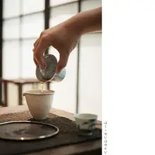 青花千葉文 瓷蓋碗【手作り・工夫茶用・90cc】