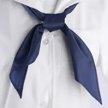 女子用セーラー服アクセサリー【紺色の三角スカーフ・金魚結び・衿付きブローチ】