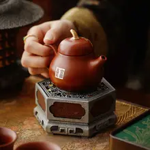 古錫製梅花デザインの温茶器【キャンドル加熱・保温機能付き】