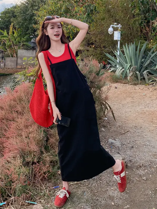 リゾート風 キャミソールワンピース【春夏向け・スタイリッシュ・甘美でクール】（セットアップ対応）