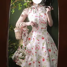 ワンピース レディース ホルターネック ロリータ ヴィンテージ 上品 ベリー 絵本風 森ガール 春夏 「CLA」