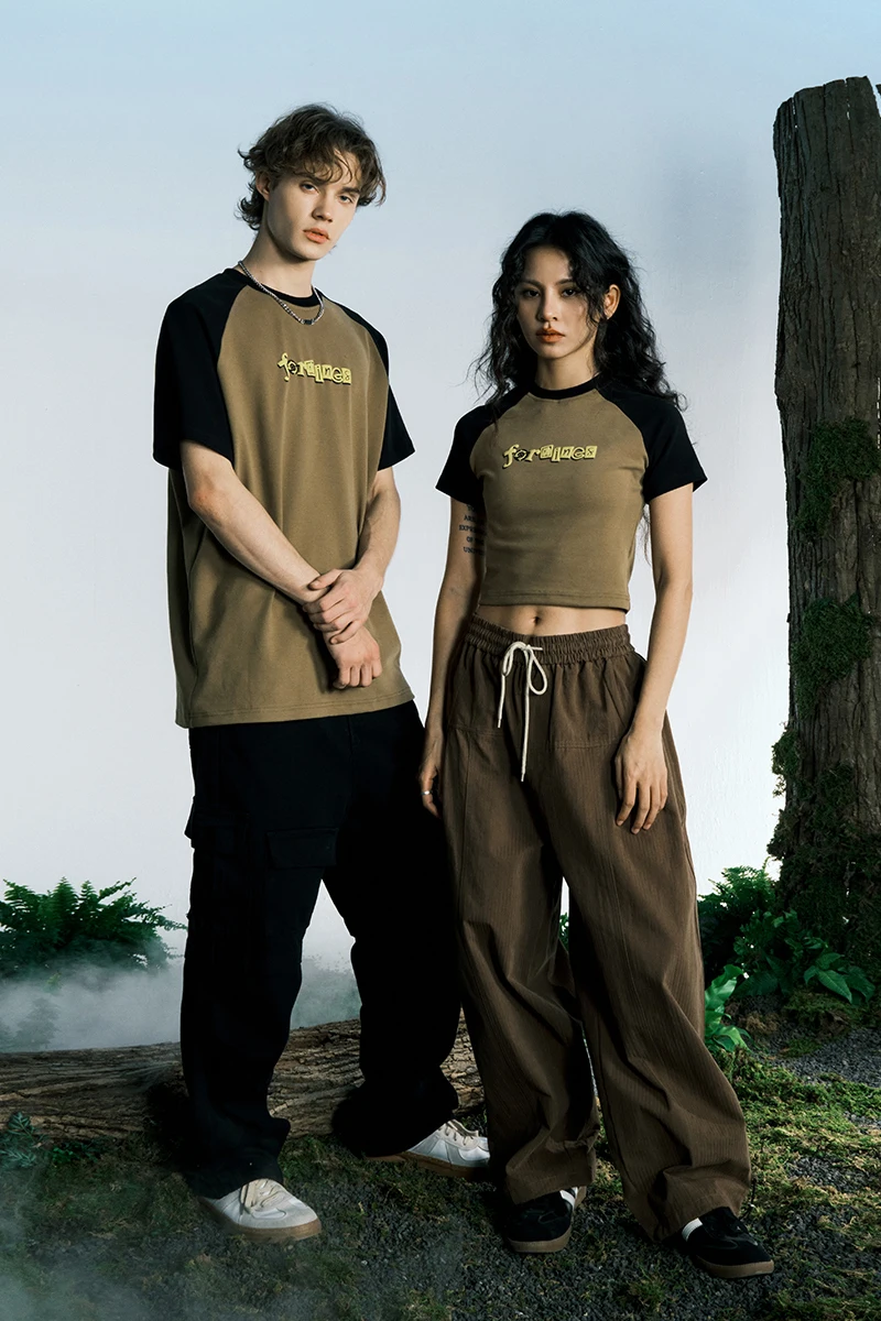 アメリカンビンテージ風 ラグランショートTシャツ【フィット感抜群・カジュアル・男女兼用】