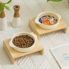 猫用食器 セラミック 高さ調節可能 ボウルスタンド 卓上 首への負担軽減 ペットボウル