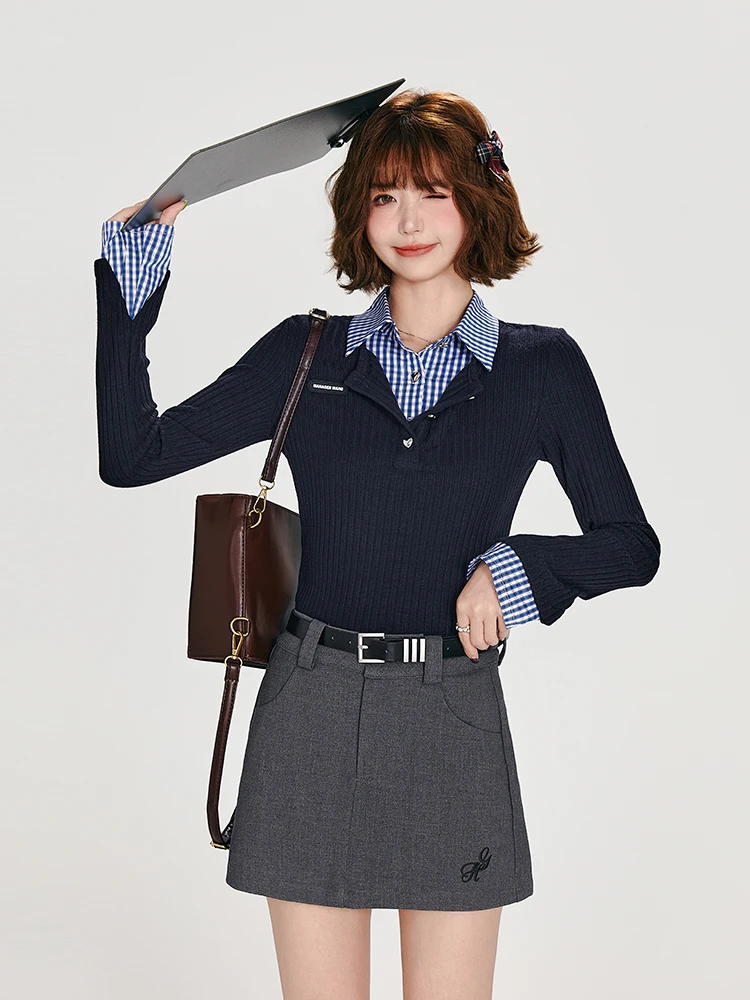 クラシックなデザインの長袖Tシャツ【フィット感・ニット素材・秋用】（セットアップ対応） きれいめコーデに最適