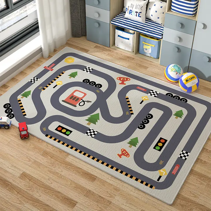 カラフルな子供用ゲームマット【交通・駐車場デザイン・学習用・リーディングエリア向け】