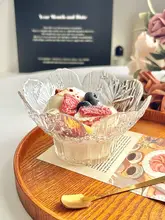 花びら浮彫りガラスフルーツボウル【アイスクリーム・サラダ・デザート用】