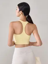 DCW 運動用ハーフトップ【女性用・ブラカップ付き・トレーニング・フィットネス・ヨガ・美背デザイン】