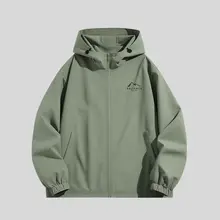 ユース向け防風ソフトシェルジャケット【春秋用・フード付き・アウトドア登山用】