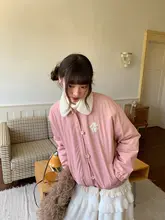 羊羔绒の刺繍入りショートコート【翻領・秋用・加絨】