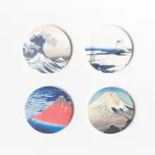 富士山デザイン 陶器製吸水コースター【水切れ良好・防熱機能付き】