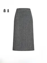 羊毛混紡の優雅なHラインのストレートスカート【バックスリット・秋冬対応】