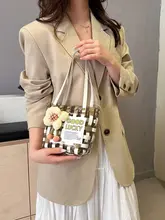 夏の小さな新鮮な トートバッグ diy 手織りバッグ