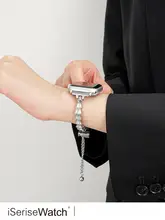 扇形デザインの金属製Apple Watchバンド【夏用・透湿・女性向け・高級感】（セットアップ対応）