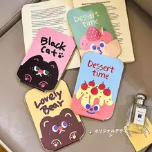 可愛らしいデスク用折りたたみミラー【学生寮・オフィス用・携帯便利・スタンドタイプ】