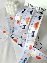 父の日向けカートンデザインのサテンリボンと花束用包装リボン【高級ポリエステル製・ギフト用】